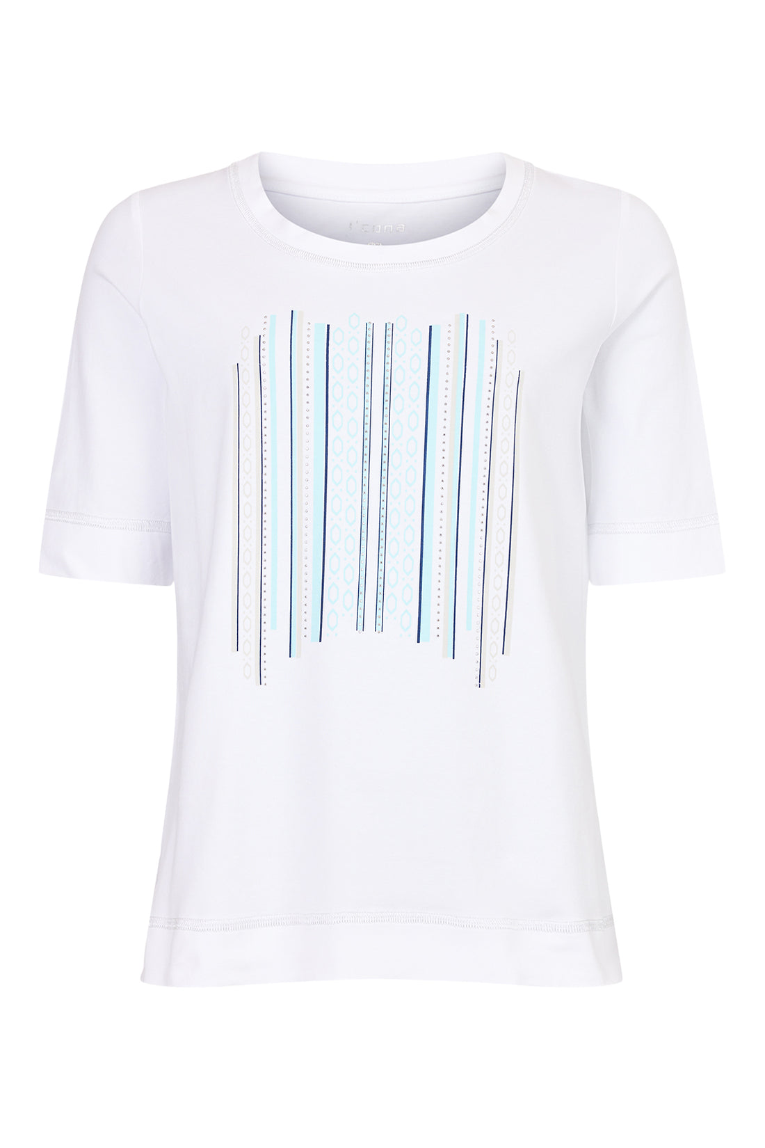 Icona White Top with Turquoise print and stud detailing 64319