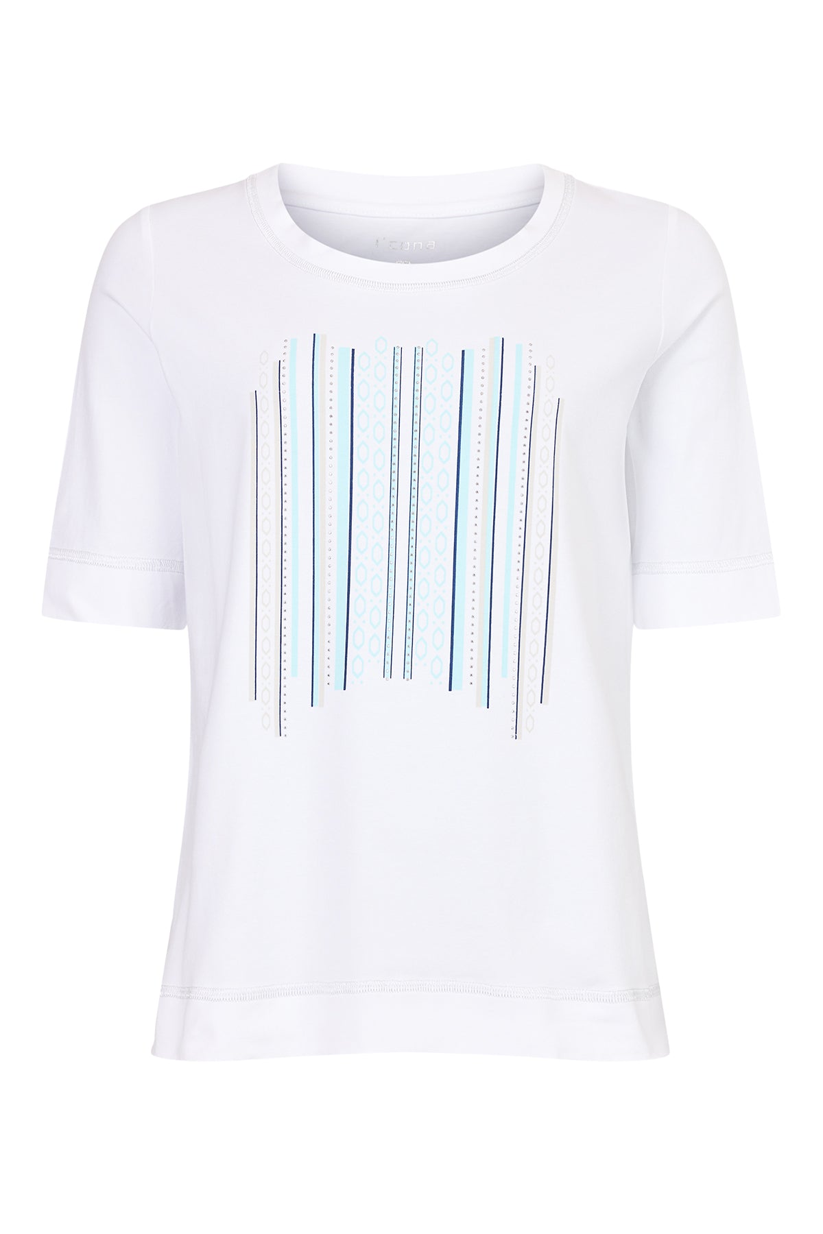 Icona White Top with Turquoise print and stud detailing 64319