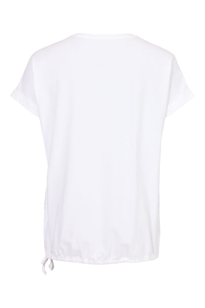 Icona white top with silver bead and metallic detail with drawstring waist 64329