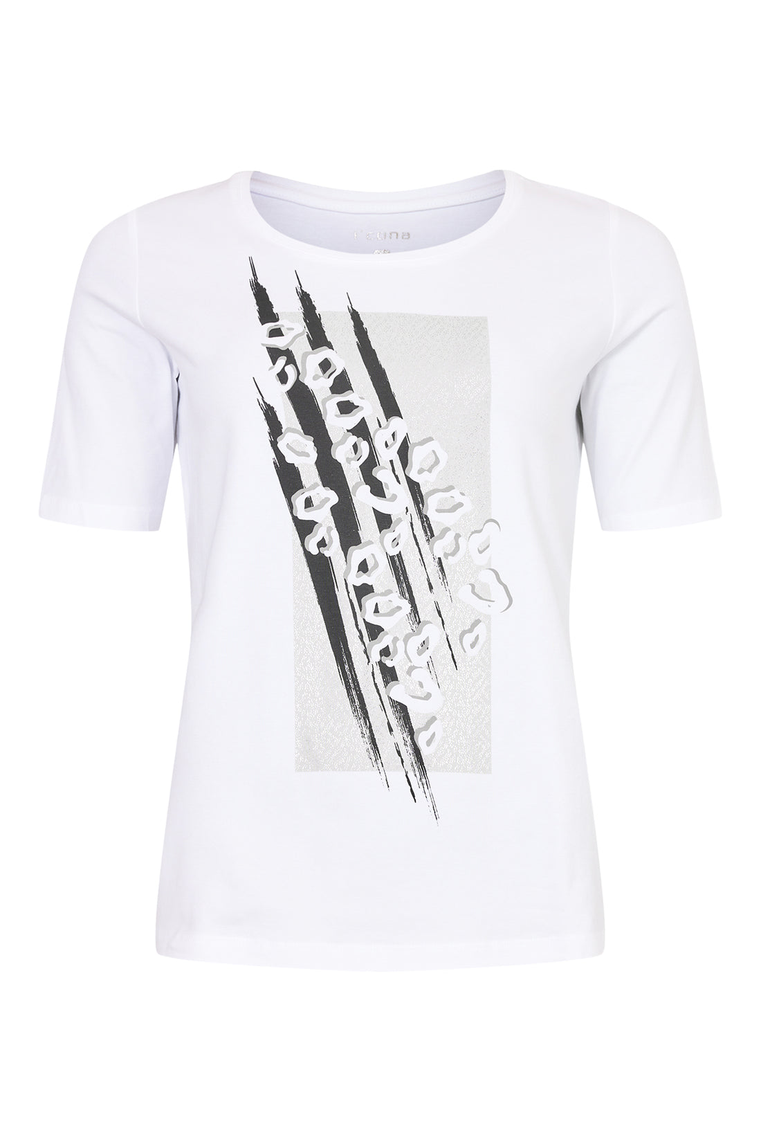 Icona White cotton T Shirt with foil animal print  64333