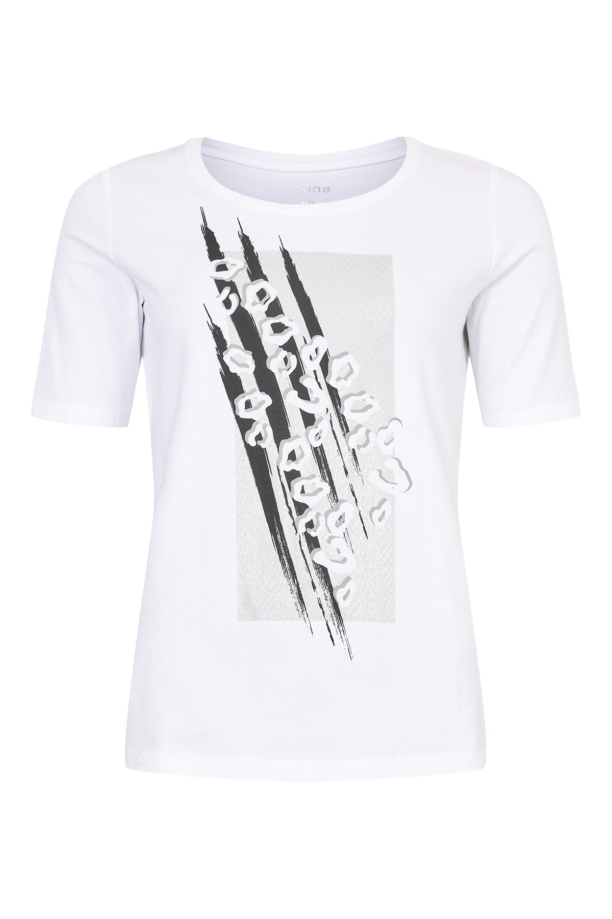 Icona White cotton T Shirt with foil animal print  64333