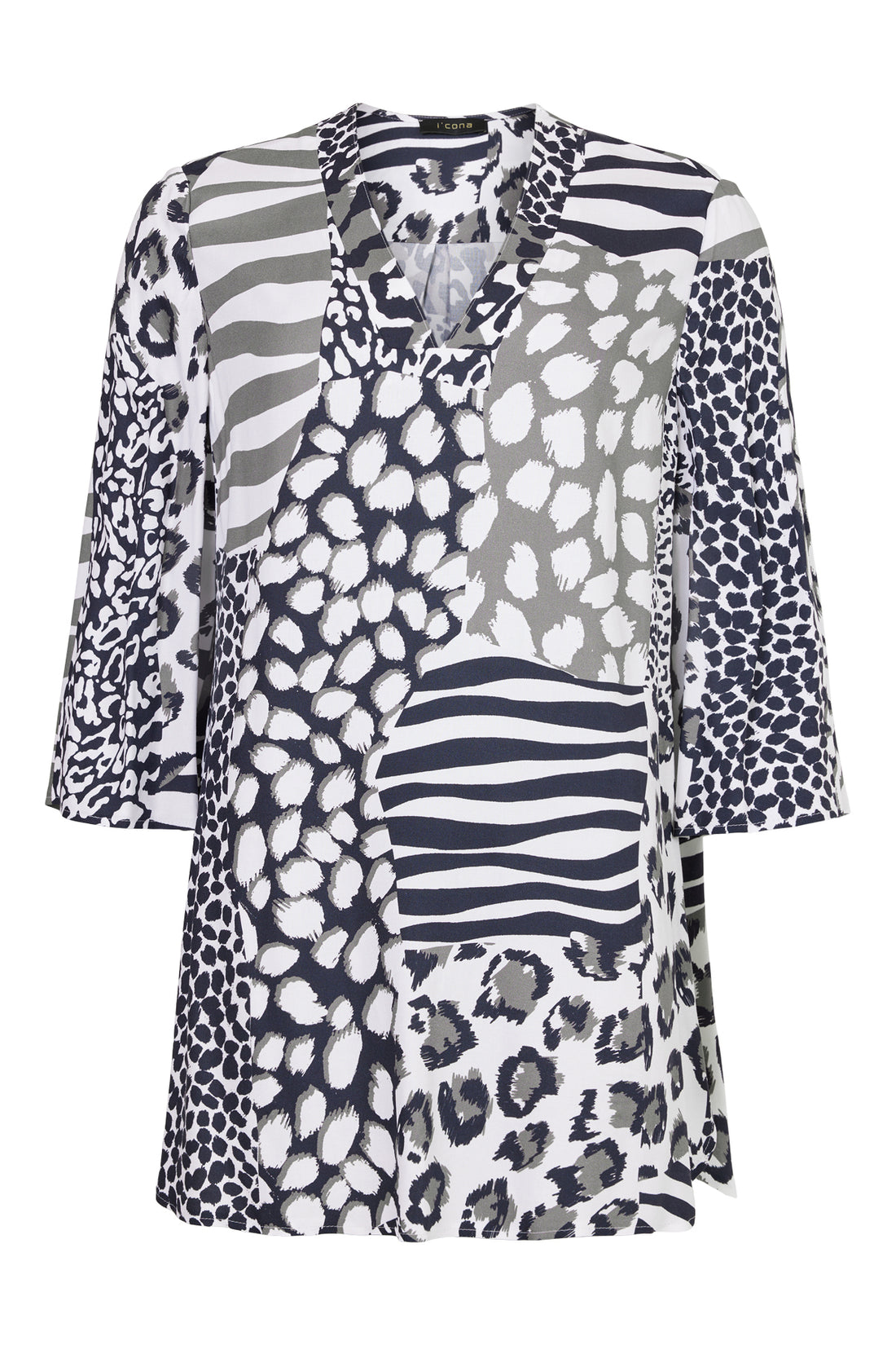 Icona Mixed animal Print Tunic in Taupe black and White  66047