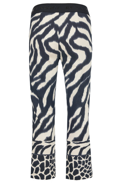 Robell Joella Kick Flare Trousers in black and stone animal print  53499 5662