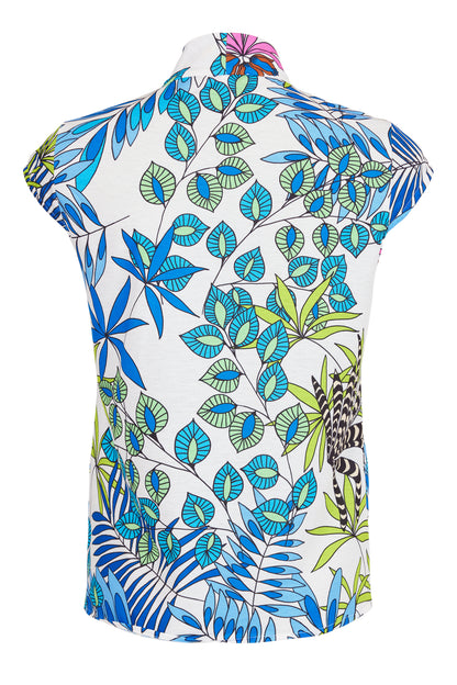 Robell v neck top with cap sleeve in Roylal blue print   54458