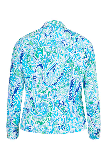 Robell Print Happy Jacket in Blue and Green Tropical print 57609 5654