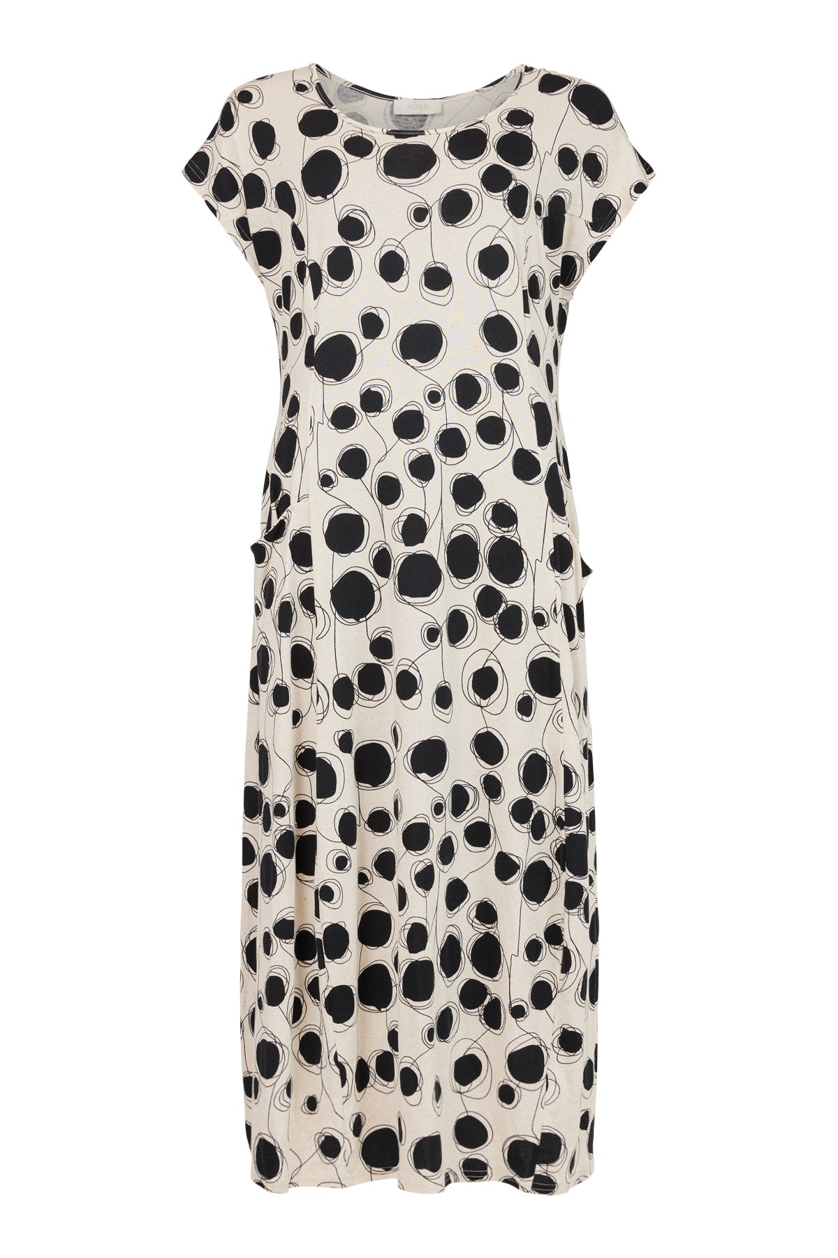 Noen Jersey printed dress with pockets cream and black print  88565