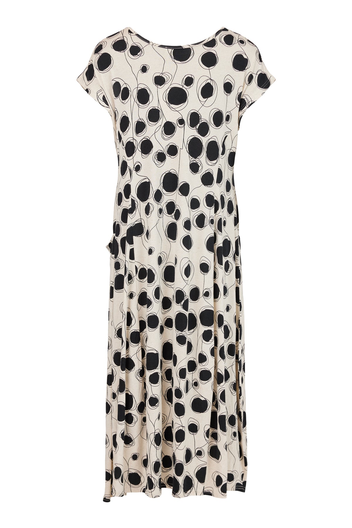 Noen Jersey printed dress with pockets cream and black print  88565