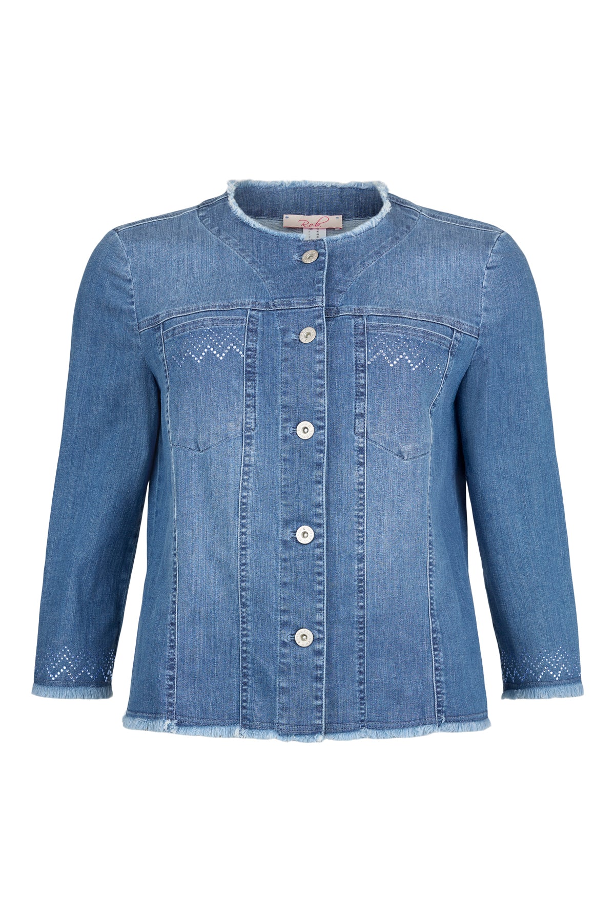 Robell Josy embelished raw edge denim jacket 57421 Denim