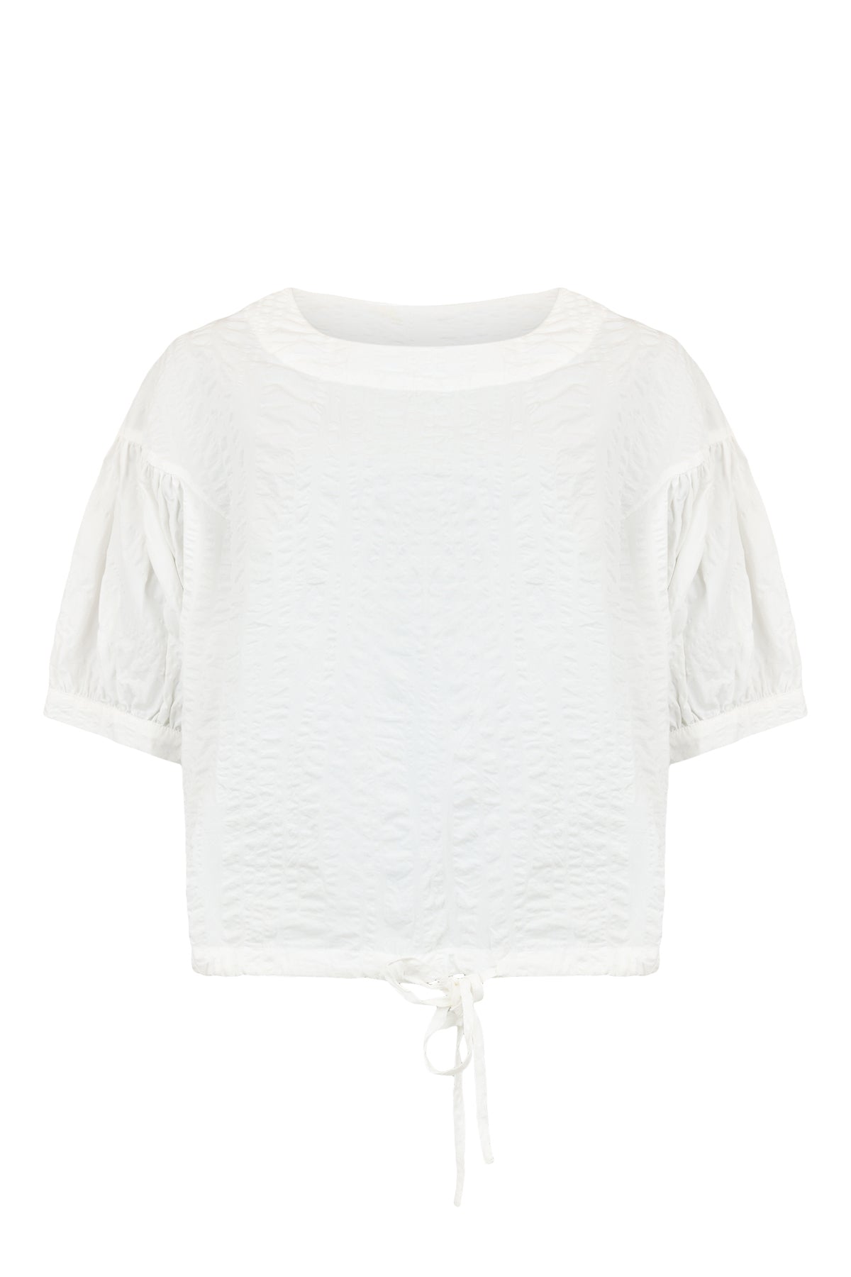 Noen Cotton ~Textured short sleeve top with Drawstring 83747