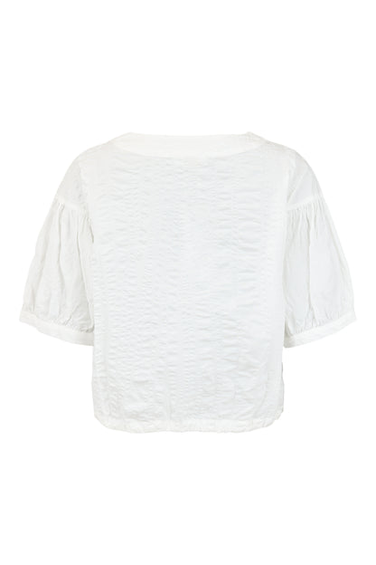 Noen Cotton ~Textured short sleeve top with Drawstring 83747