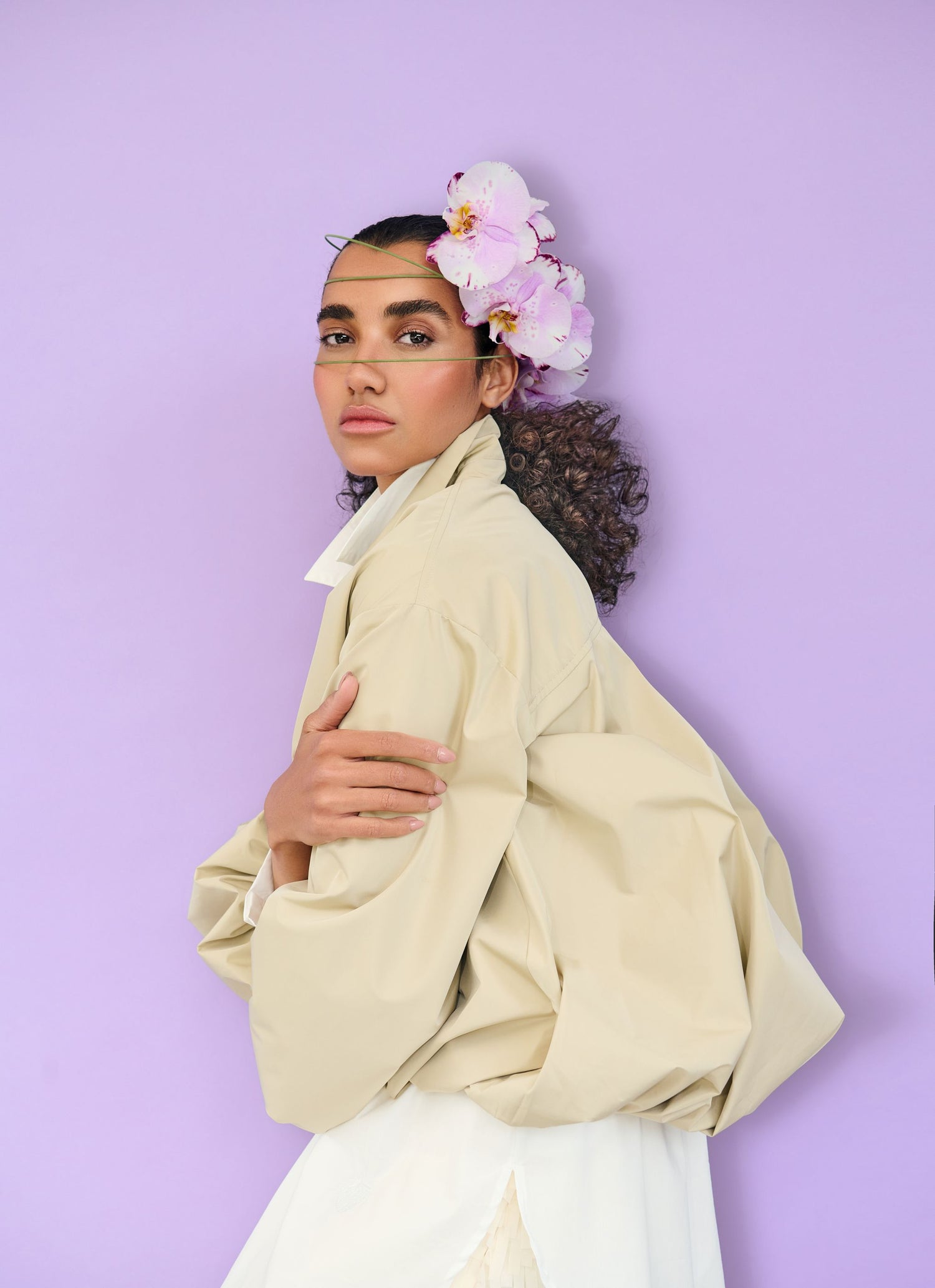 Noen Roxy Bomber Jacket in Light Taupe 87196