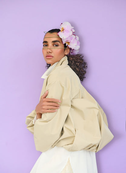 Noen Roxy Bomber Jacket in Light Taupe 87196