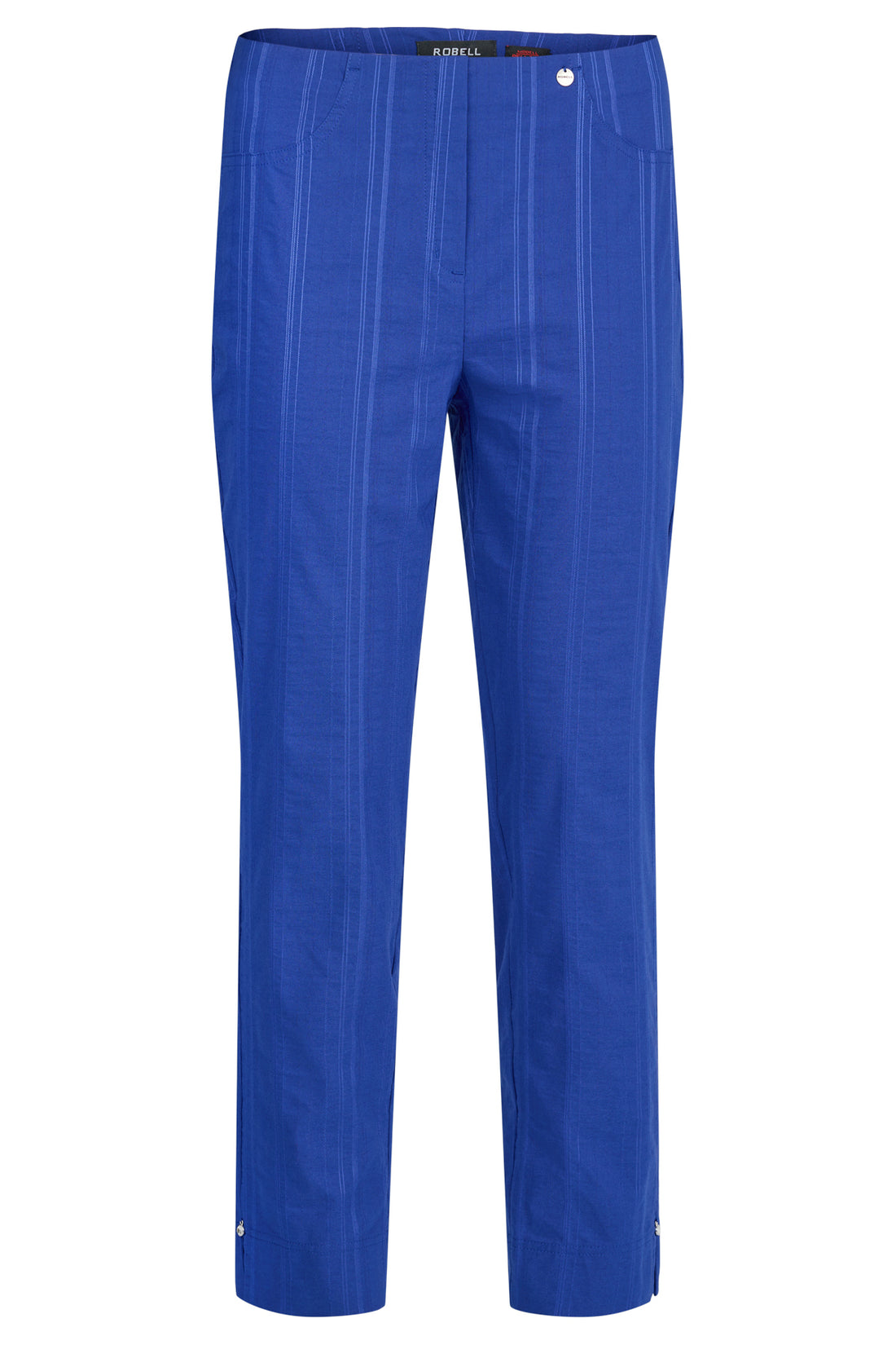 Robell Bella Cotton Blend Seersucker Trousers in Royal Blue  52642 68