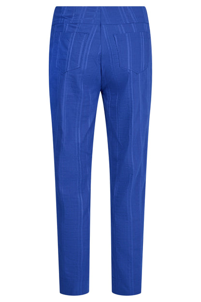 Robell Bella Cotton Blend Seersucker Trousers in Royal Blue  52642 68