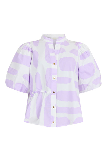 Noen Lavander print Blouse with drawstring detail  86291
