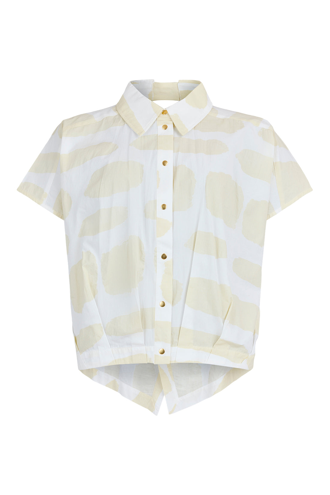 Noen Cotton Short Sleeve Shirt in Light Taupe Print 86292 2