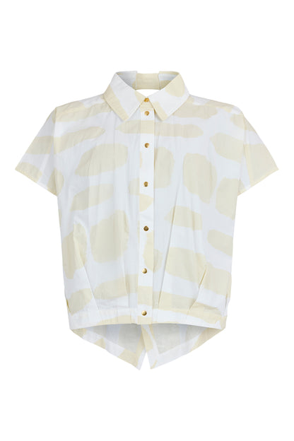 Noen Cotton Short Sleeve Shirt in Light Taupe Print 86292 2