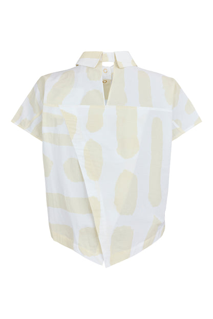 Noen Cotton Short Sleeve Shirt in Light Taupe Print 86292 2