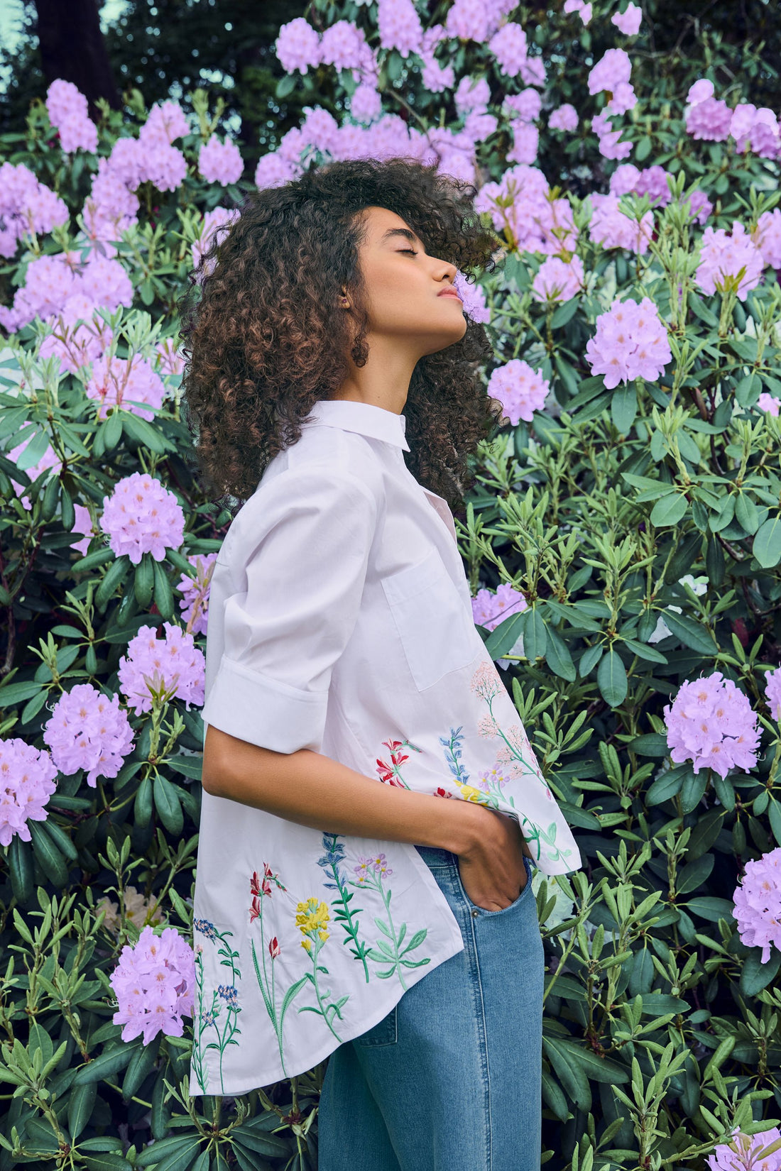 Noen White Cotton Shirt with Embroidery detail  86294