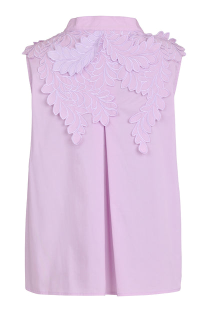 Noen  Lavender Embroidered Shoulder Sleeveless Top 86304