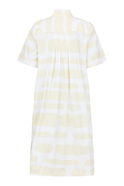 Noen Cotton Midi dress in Cream and Light Taupe print 88628