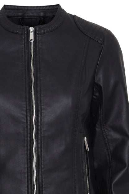 Byoung Black Faux Leather Biker jacket with Silver hardware 20809396