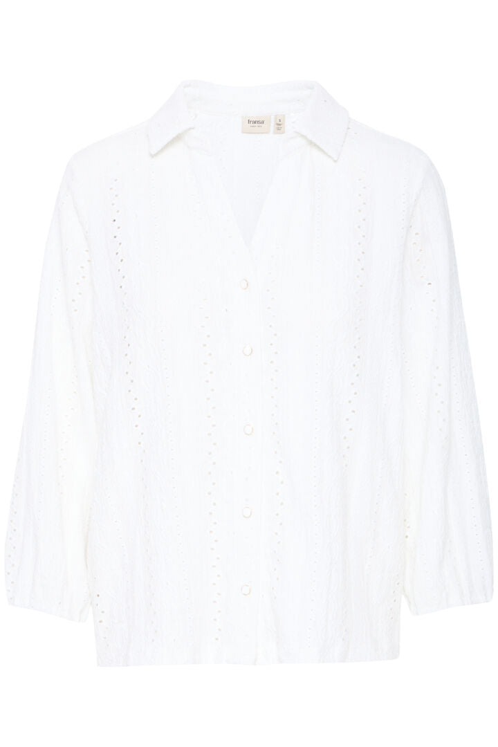 Fransa V Neck shirt with collar in Red or Cream 20615831