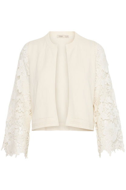 Fransa cotton cream Cardigan with Lace Crochet sleeves  20615477