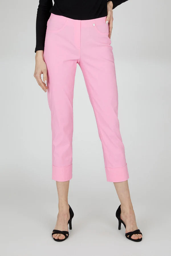 Robell Bella 7/8 trousers with cuff Hem in Baby Pink  51568 410