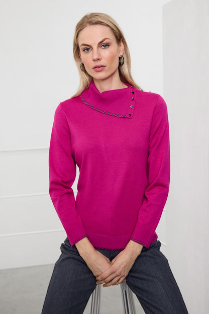 Micha Stud detail Roll neck Fine knit in Cerise Pink or royal blue  179 167