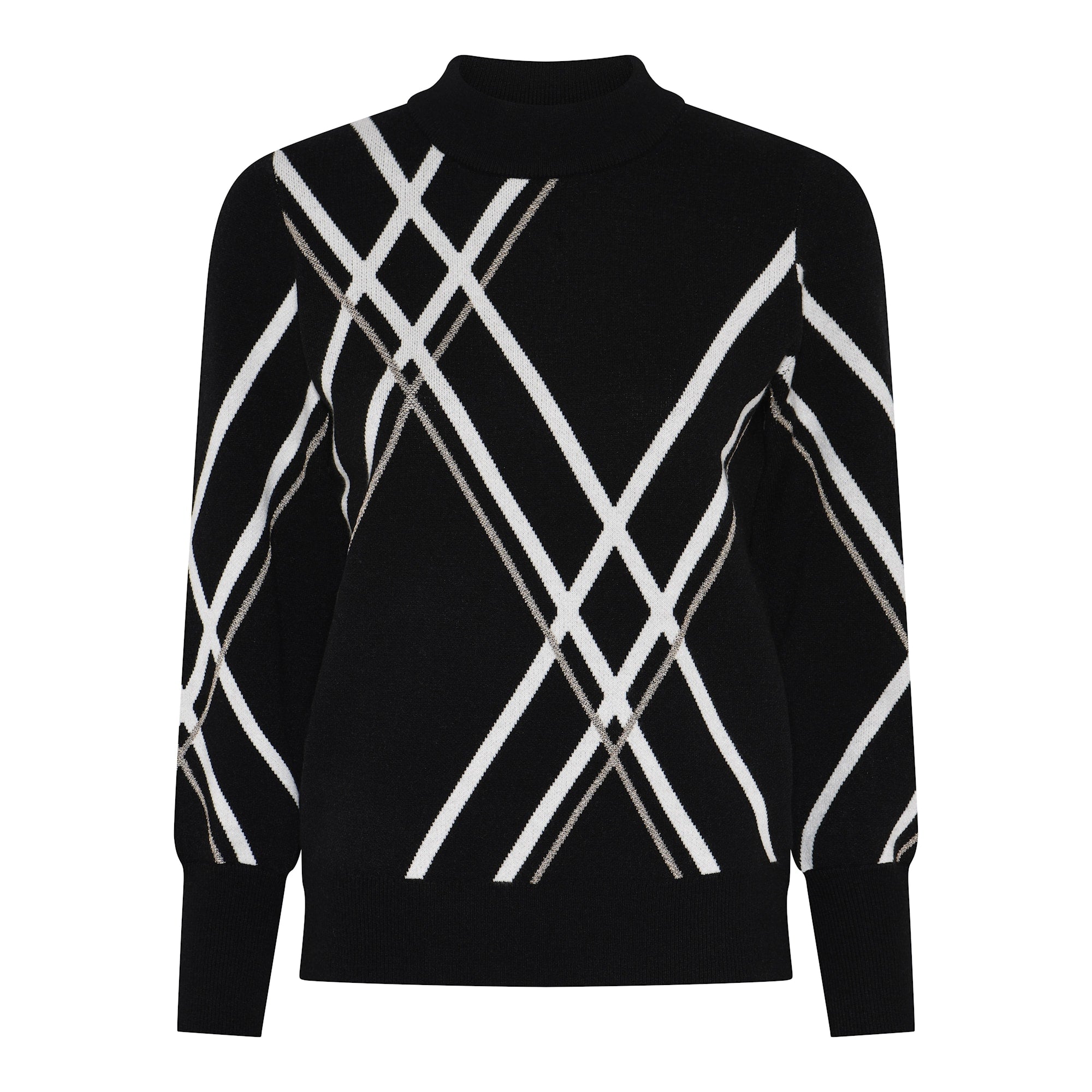 Micha Crew neck jumper with stripe and lurex detail 179 192