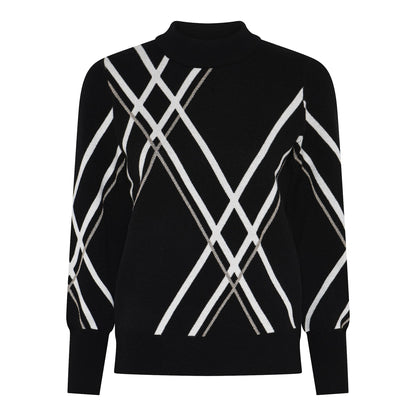 Micha Crew neck jumper with stripe and lurex detail 179 192