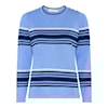 Micha Fine Knit in Sky blue and Navy Stripe with shoulder button detail 18 101 Blue