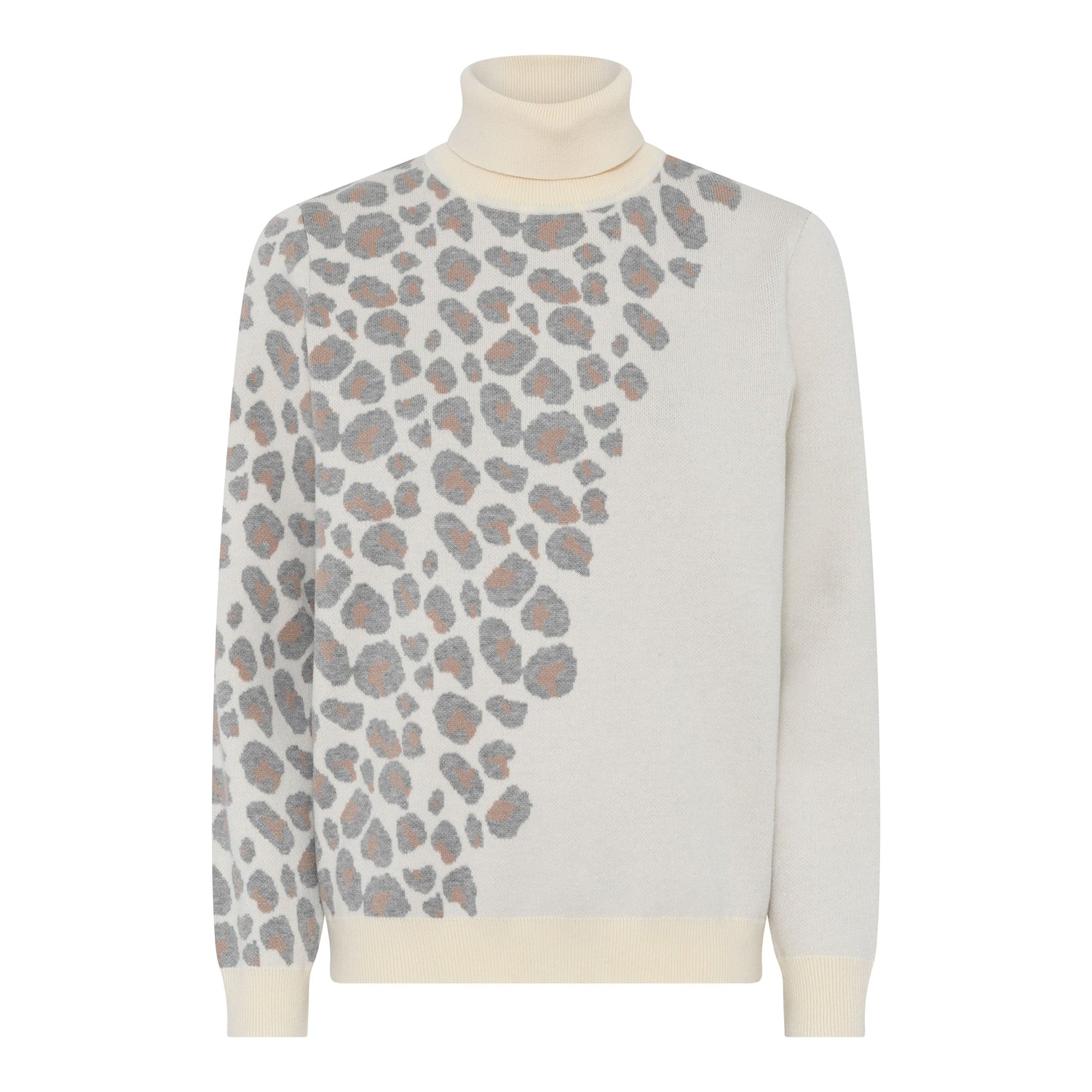 Micha Roll neck Sweater with animal print design in cream or Rose 180 107