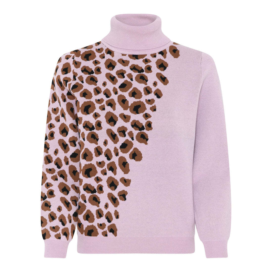 Micha Roll neck Sweater with animal print design in cream or Rose 180 107