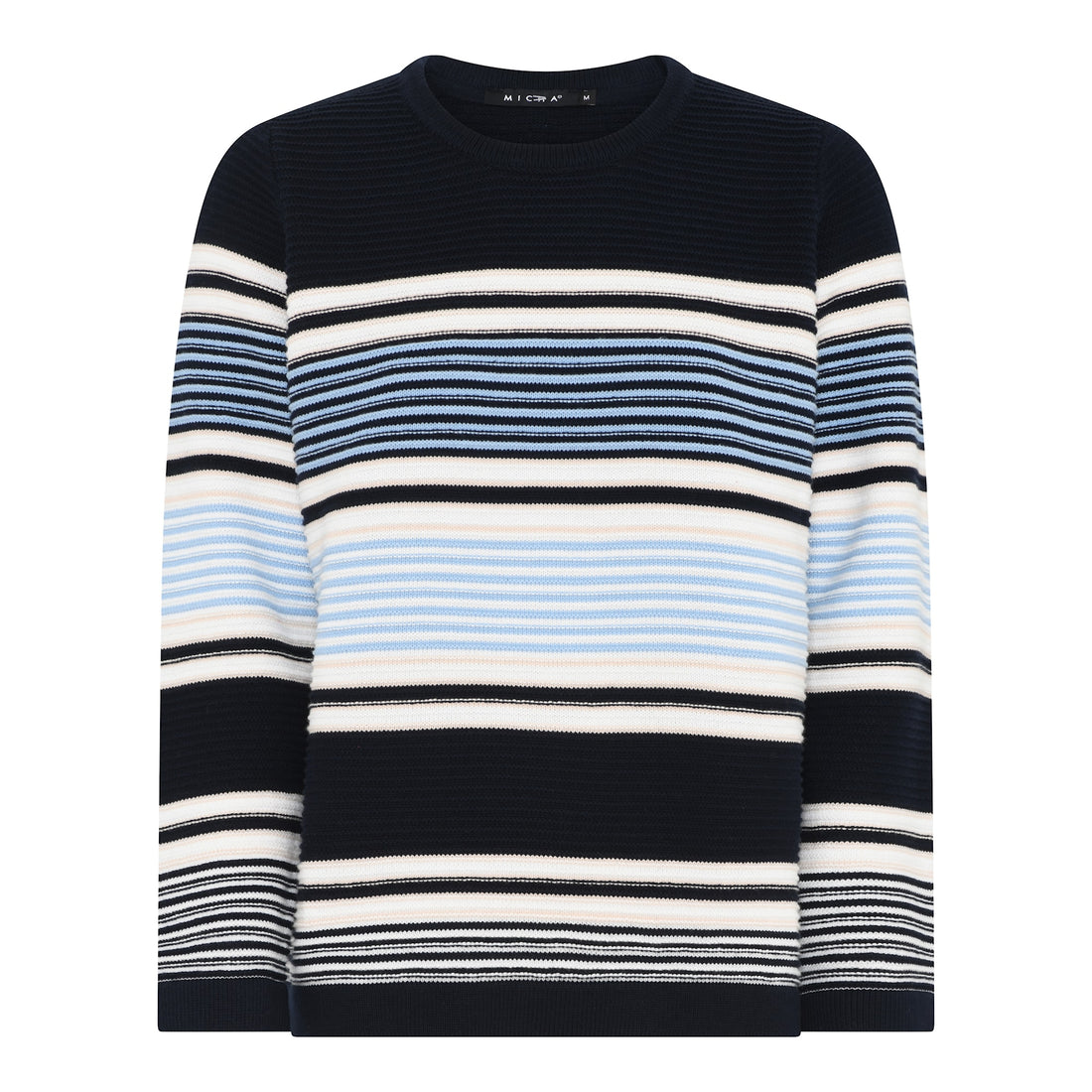 Micha Pure Cotton Round neck knit long sleeve in Navy Beige Combo 180 132
