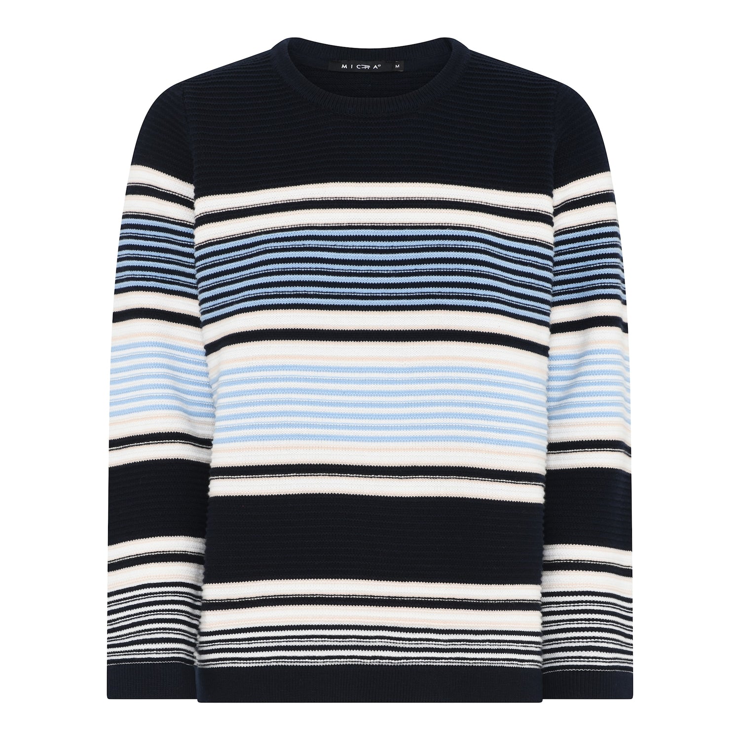 Micha Pure Cotton Round neck knit long sleeve in Navy Beige Combo 180 132