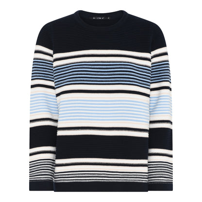 Micha Pure Cotton Round neck knit long sleeve in Navy Beige Combo 180 132