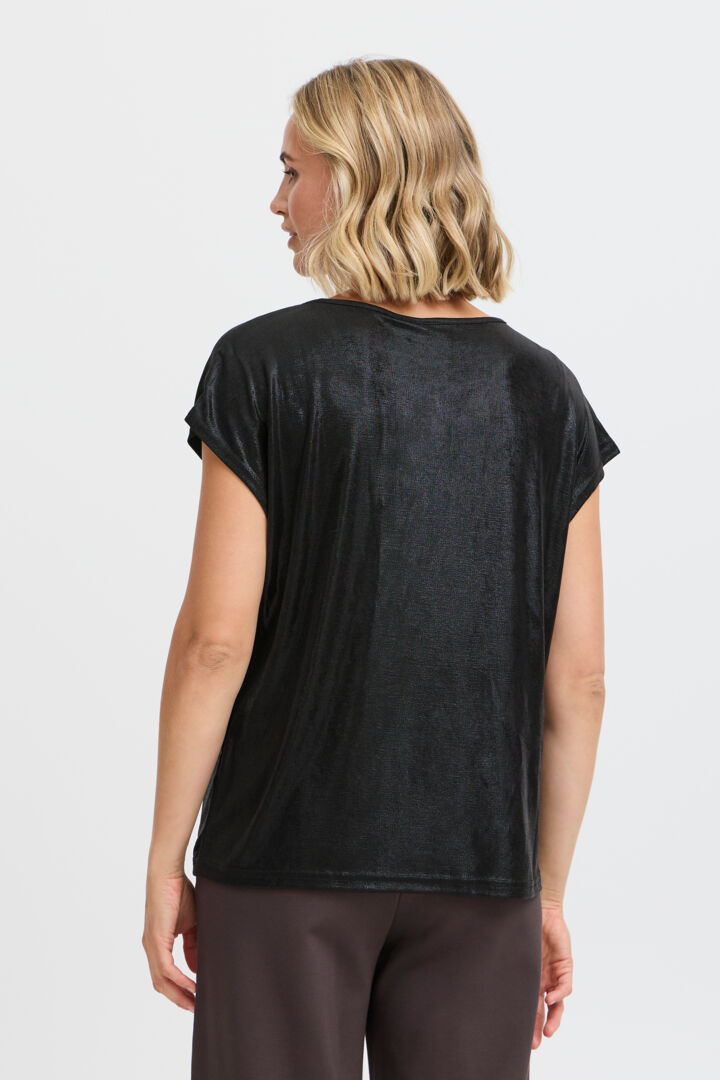 Fransa Metalic short sleeve top in Black or Copper 20615117
