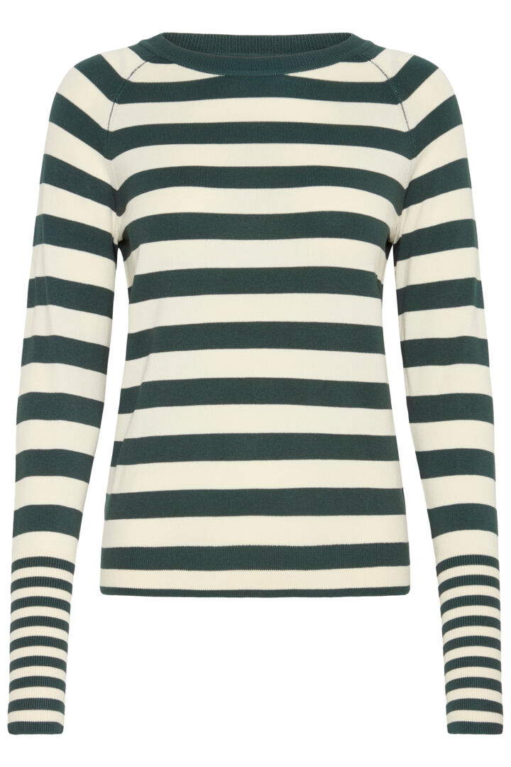 Byoung Orla Fine Knit in Forest Green stripe 20815301