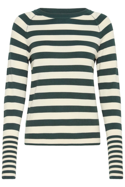 Byoung Orla Fine Knit in Forest Green stripe 20815301