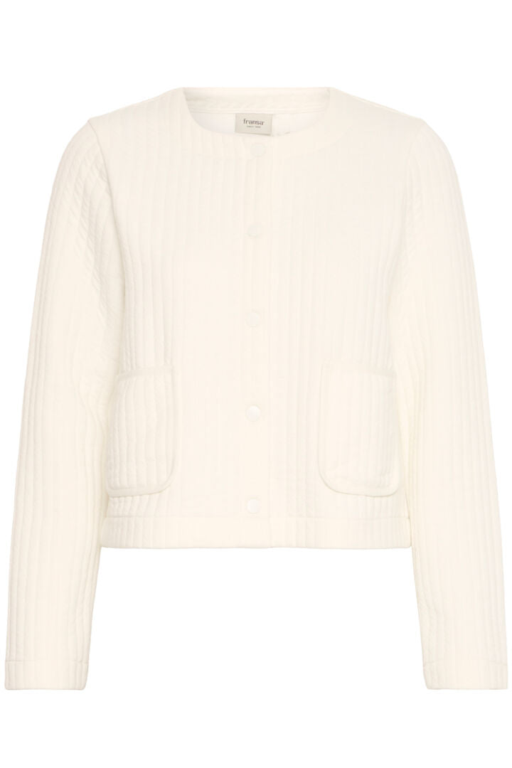 Fransa Soft Quilted Collarless jacket in Winter white or Black 20616026