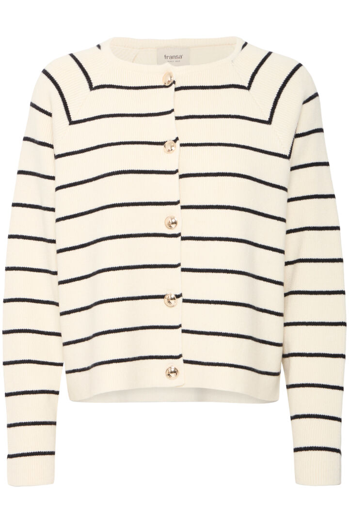 Fransa Knit cardigan with gold buttons . blk cream