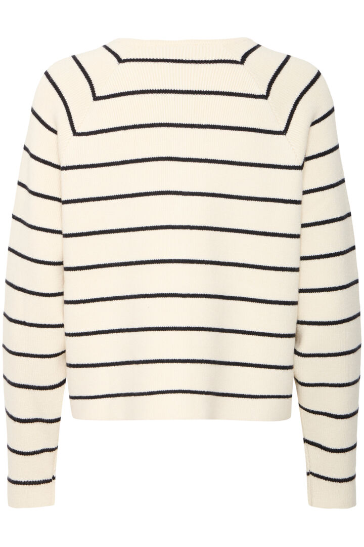 Fransa Knit cardigan with gold buttons . blk cream
