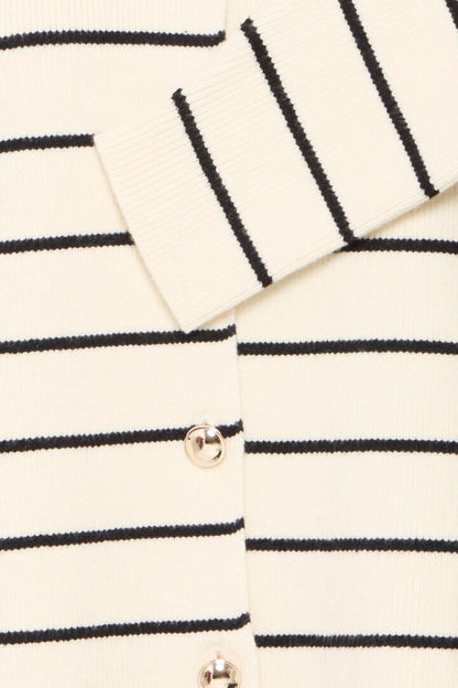 Fransa Knit cardigan with gold buttons . blk cream