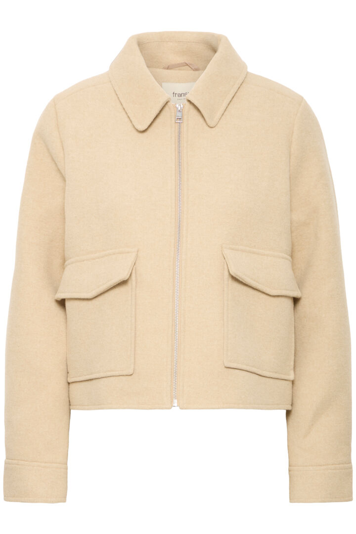 Fransa Short Wool Jacket in soft Beige 20616184