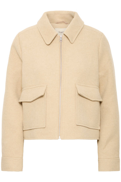 Fransa Short Wool Jacket in soft Beige 20616184