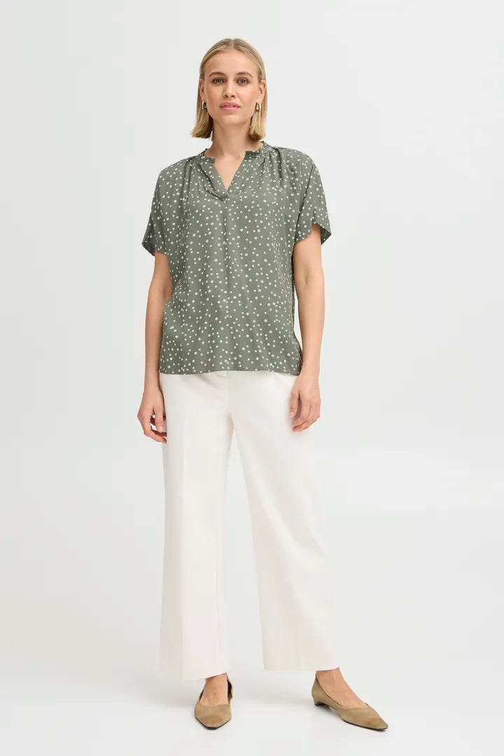 Fransa Polka Dot Blouse in Red Navy and Khaki  20613491