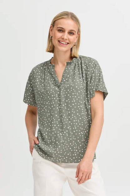 Fransa Polka Dot Blouse in Red Navy and Khaki  20613491