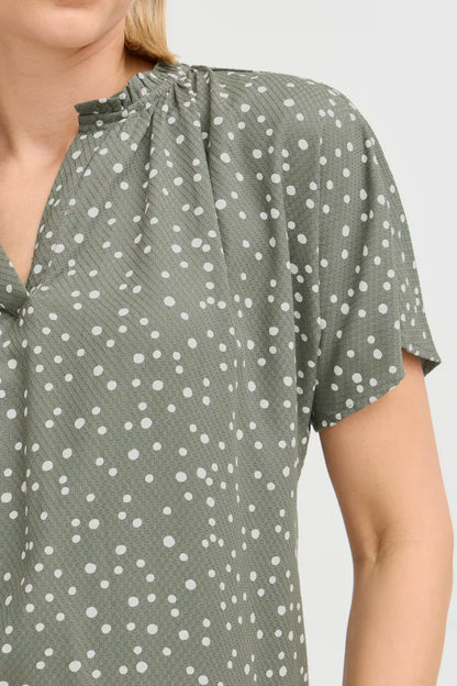 Fransa Polka Dot Blouse in Red Navy and Khaki  20613491